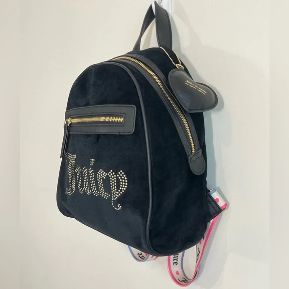NEW Juicy Couture Liquorice Big Spender Studded Velvet Backpack - Picture 3 of 12